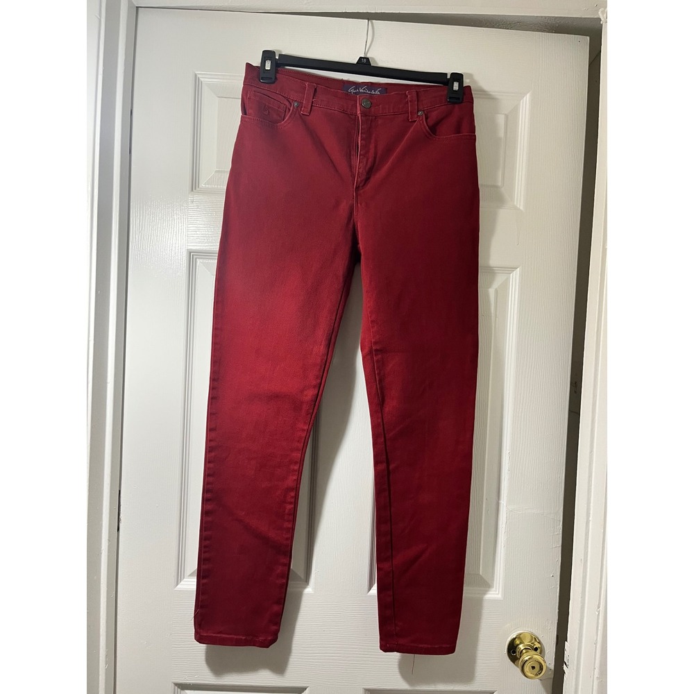 Gloria Vanderbilt Amanda High Rise Tapered Leg Red Jeans Womens Size 8